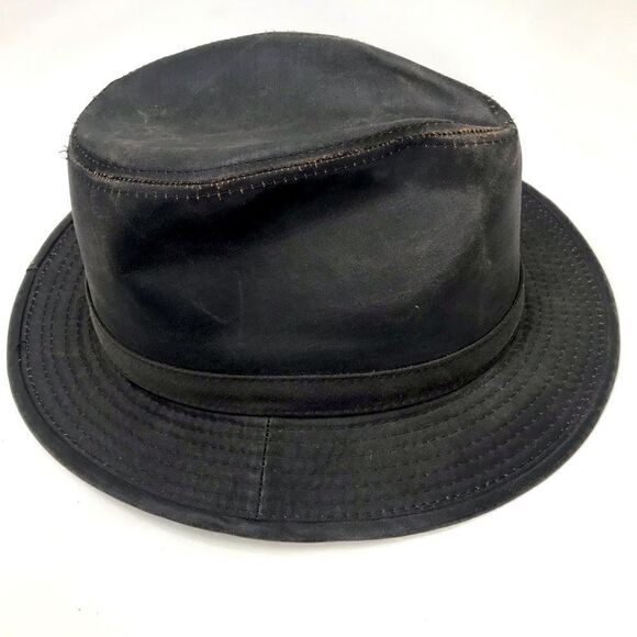 Outdoor Cap Dark Brown Waxed Indiana Jones Brimmed Fedora Hat - Picture 8 of 14